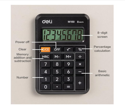 Deli EM100 Portable Calculator with Warranty