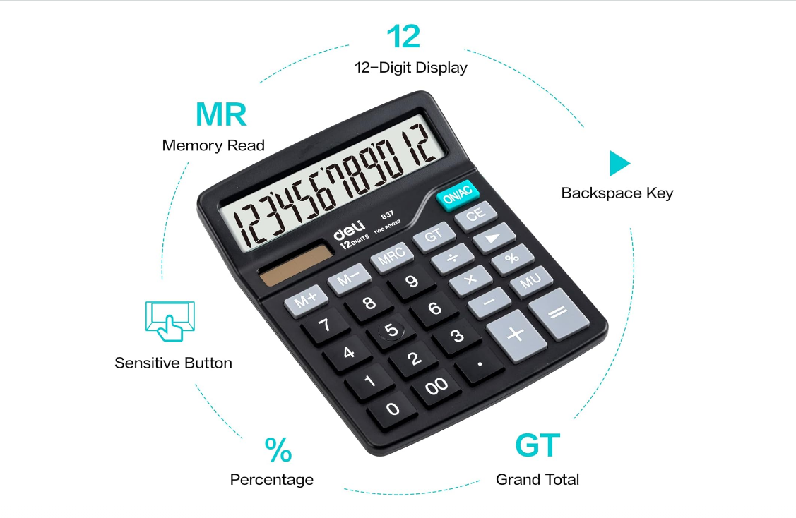 Deli E837 12-Digit Desktop Calculator