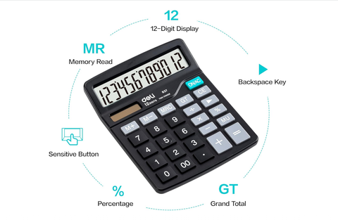 Deli E837 12-Digit Desktop Calculator