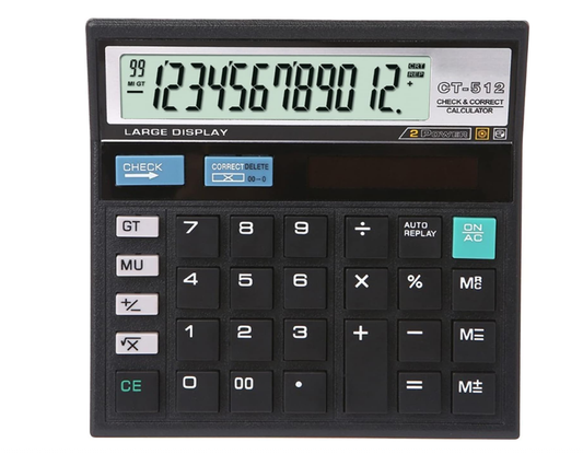 Desktop Calculator - 12 Digits Display with Re-Check Function