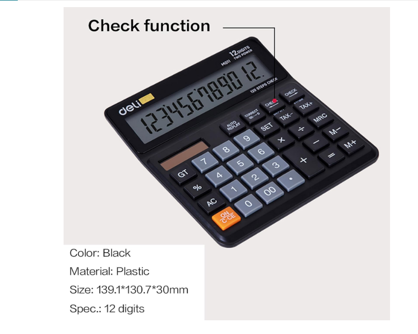 EM01120 Display Screen Calculator - Black