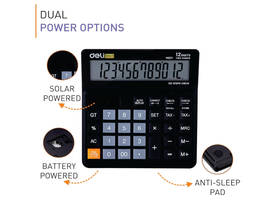 EM01120 Display Screen Calculator - Black