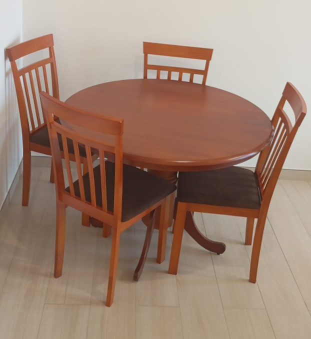 Round Wooden Dining Set (1+4) | Cherry Wood | INFINI HOMES UAE