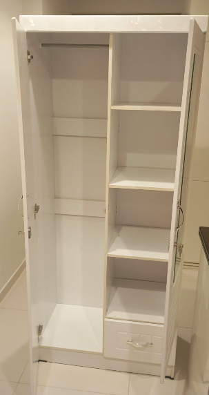White Wardrobe 80cm UAE | Wooden Closet Storage Cabinet Dubai
