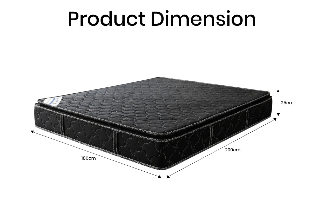 INFINI HOMES Premium High Density Foam Bonnel Spring Mattress - Black Super King 180x200cm