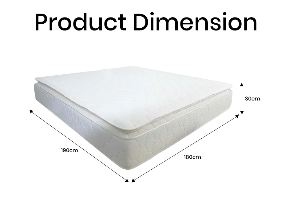 INFINI HOMES Premium Visco Memory Foam Mattress with Pillowtop - Short King 180x190x30cm