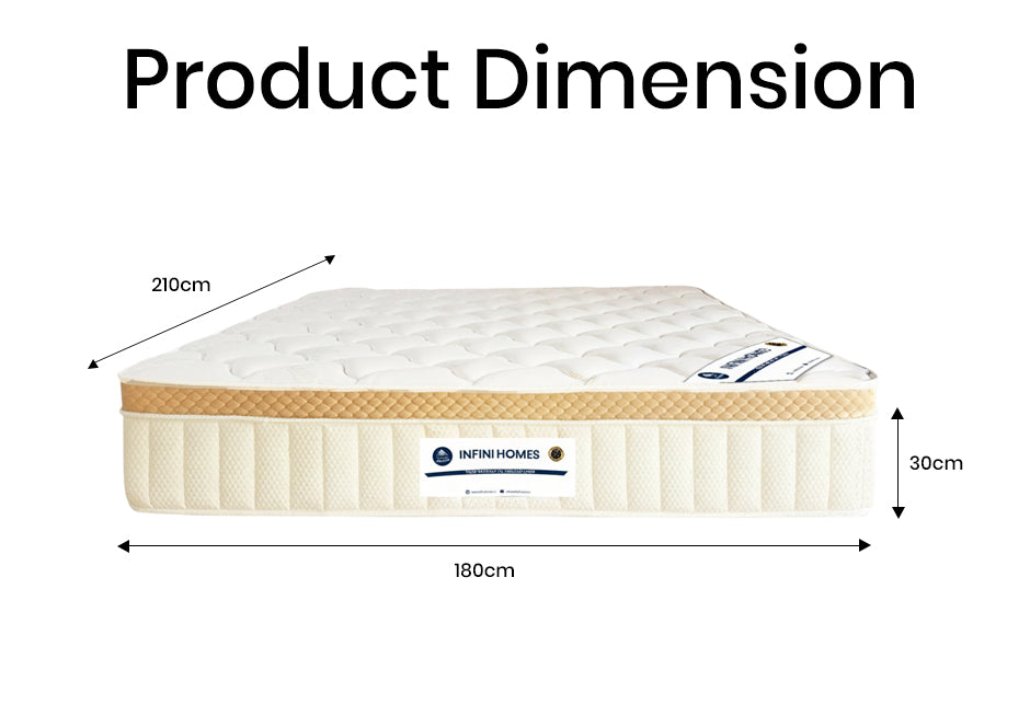 INFINI HOMES Premium Eurotop Cool Gel Memory Foam Mattress - California King 180x210x30cm