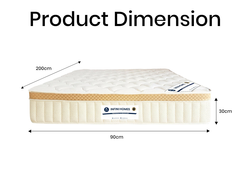 INFINI HOMES Premium Eurotop Cool Gel Memory Foam Mattress - EU Single 90x200x30cm