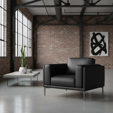 AIKA Single Seater Leatherette Sofa - Black