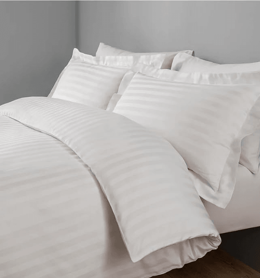 INFINI HOMES Duvet Cover – 100% Cotton 350TC | Plain & Striped White