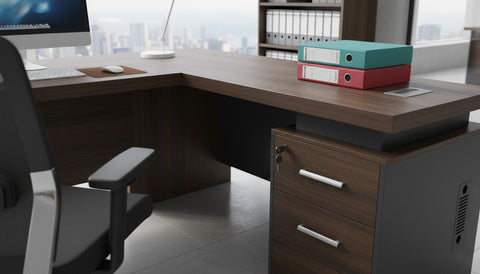 INFINI HOMES Executive Table UAE - Model KENO-160L Walnut Grey
