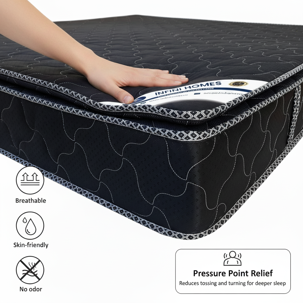 INFINI HOMES Premium High Density Foam Bonnel Spring Mattress - Black Queen 150x200cm