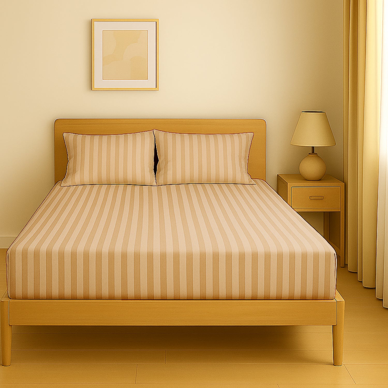 Premium Luxury Stripe Fitted Sheet 160x200cm | UAE-Wide Delivery | Dubai Abu Dhabi Sharjah