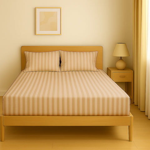 Premium Luxury Stripe Fitted Sheet 160x200cm | UAE-Wide Delivery | Dubai Abu Dhabi Sharjah