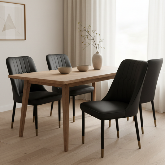 PU Dining Chair with Metal Legs – Black | IH DC34