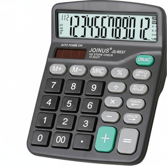 JOINUS 12-Digit Calculator JS-8837 | Dual Power Desktop Calculator for Office & School UAE