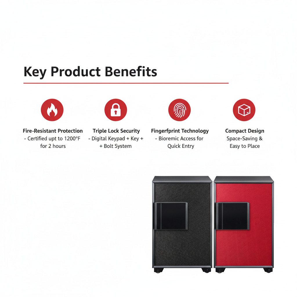 Eagle EGE-085 Fire-Resistant Safe – Black/Red, Digital, Key & Fingerprint Lock System