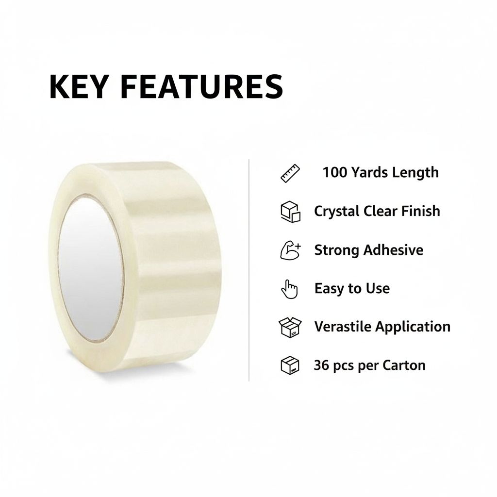 Clear Tape 100 Yards - Premium Packaging Tape by INFINI HOMES