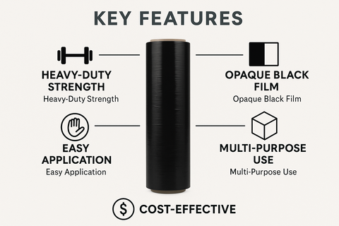 Heavy Duty Black Stretch Film Roll UAE | Premium Pallet Wrap Dubai | Industrial Packaging Film