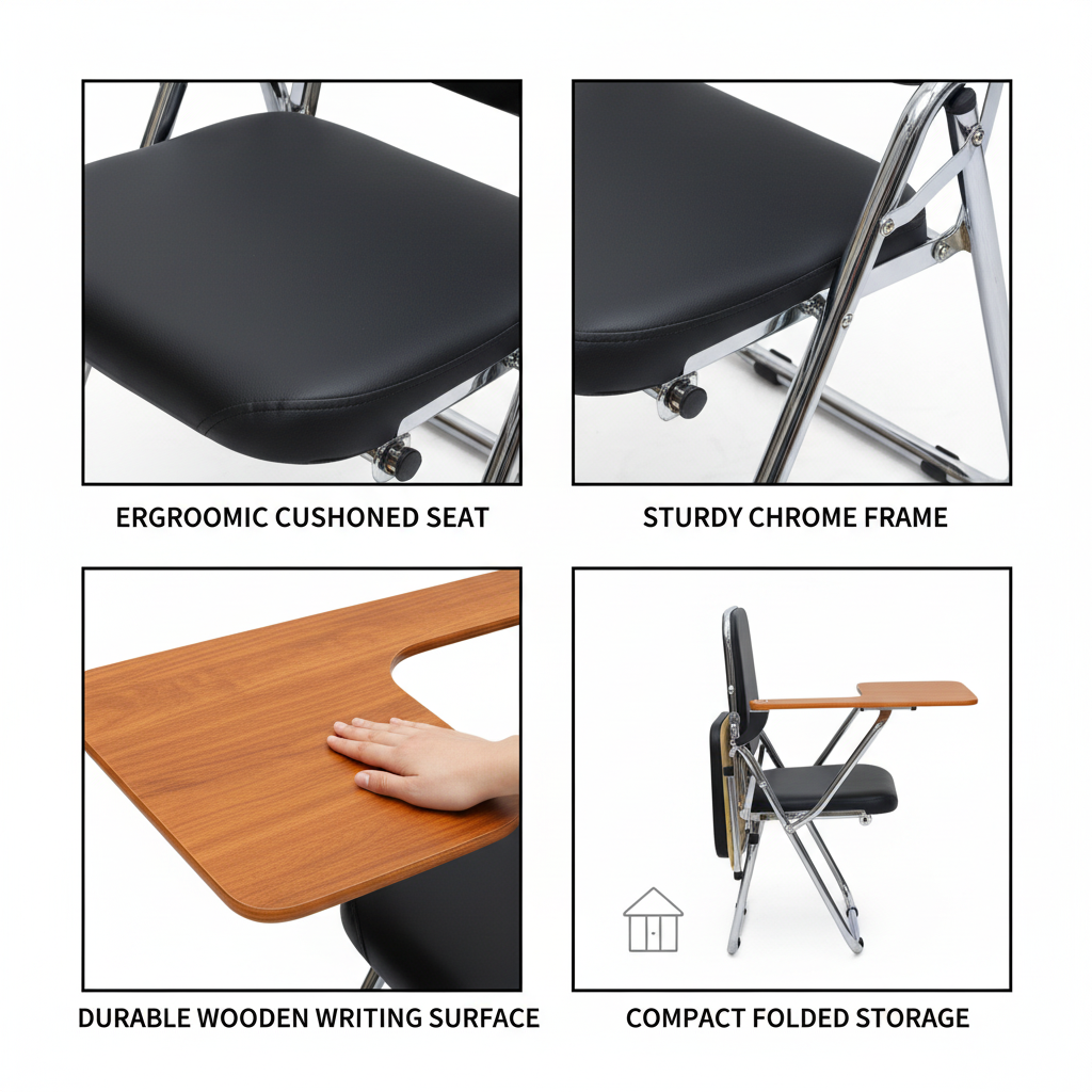 Folding Writing Chair with Desk - Ergonomic Study Chair UAE | INFINI HOMES