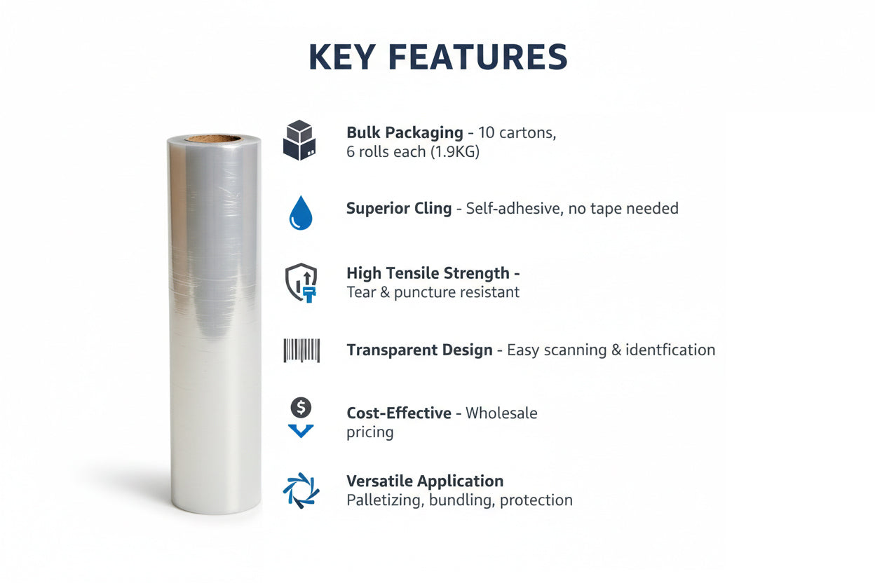 Special Offer: 10 Cartons LLDPE Stretch Film 1.9KG (6pcs/Ctn) | Infini Homes Premium Pallet Wrap UAE