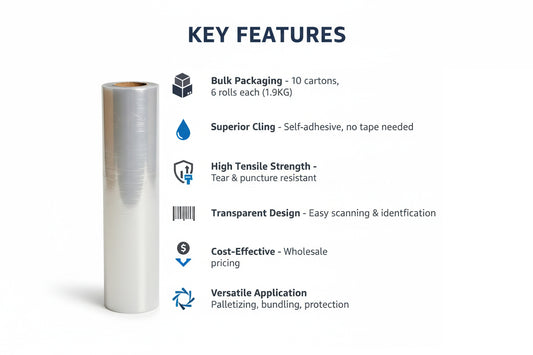 Special Offer: 10 Cartons LLDPE Stretch Film 1.9KG (6pcs/Ctn) | Infini Homes Premium Pallet Wrap UAE