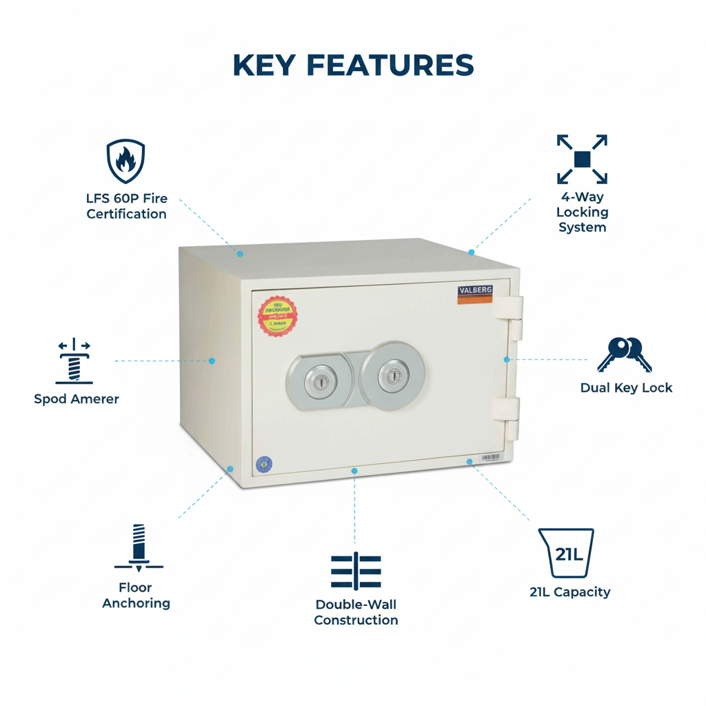 Fire Resistant Safe UAE | Valberg FRS-32 KL Fireproof Safe Dubai | White Key Lock Safe 21L