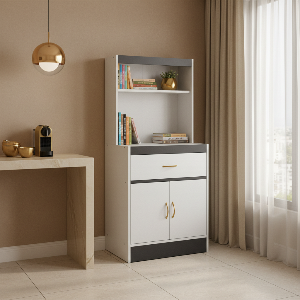 Multi-Purpose Kitchen & Storage Cabinet – White + Wenge | INFINI HOMES