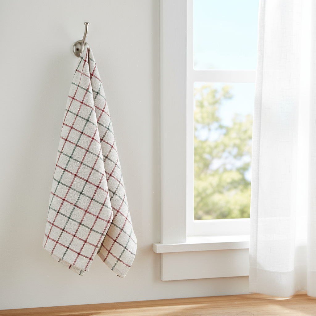 Red Kitchen Linens UAE Set of 4 | Multi Checks Tea Towels 50x70cm Dubai Abu Dhabi | INFINI HOMES