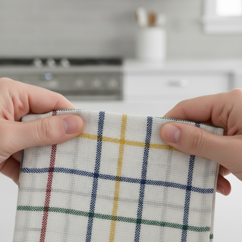 Blue Red Kitchen Towels UAE Set of 6 | Multi Checks Tea Towels 50x70cm Dubai Abu Dhabi | INFINI HOMES