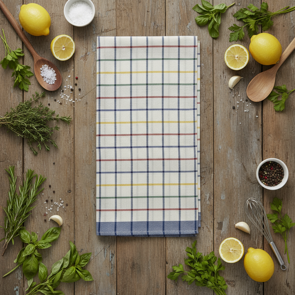 Blue Red Kitchen Towels UAE Set of 6 | Multi Checks Tea Towels 50x70cm Dubai Abu Dhabi | INFINI HOMES