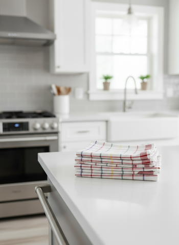 Red Kitchen Towels UAE Pack of 6 | Multi Checks Tea Towels 50x70cm Dubai Abu Dhabi | INFINI HOMES