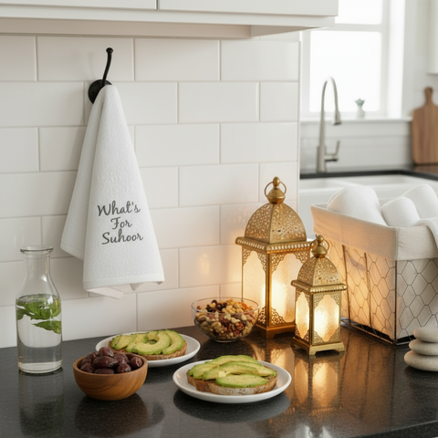 Ramadan Kitchen Towel UAE - What's for Suhoor Embroidered Premium Cotton Dubai