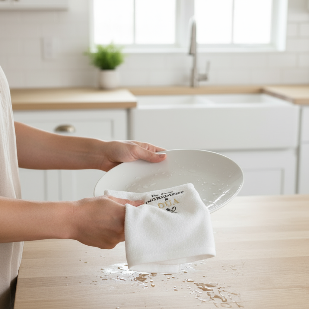 Ramadan Kitchen Towel UAE | The Secret Ingredient is Dua Embroidered 600 GSM Dubai Abu Dhabi | INFINI HOMES