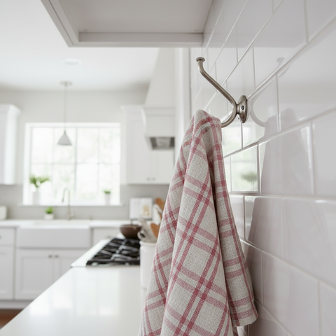 INFINI HOMES Orchard Pink Multi Checks Tea Towel Set - Premium Kitchen Linens UAE