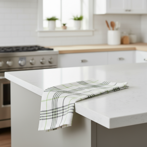 Green Kitchen Towels UAE Set of 6 | Multi Checks Tea Towels 50x70cm Dubai Abu Dhabi | INFINI HOMES