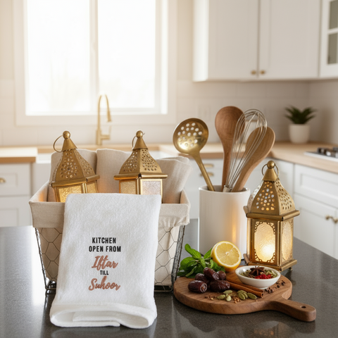 Ramadan Kitchen Towel UAE | Premium Embroidered Hand Towel 600 GSM Dubai Abu Dhabi | INFINI HOMES