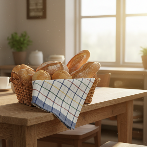 Blue Red Kitchen Towels UAE Set of 6 | Multi Checks Tea Towels 50x70cm Dubai Abu Dhabi | INFINI HOMES