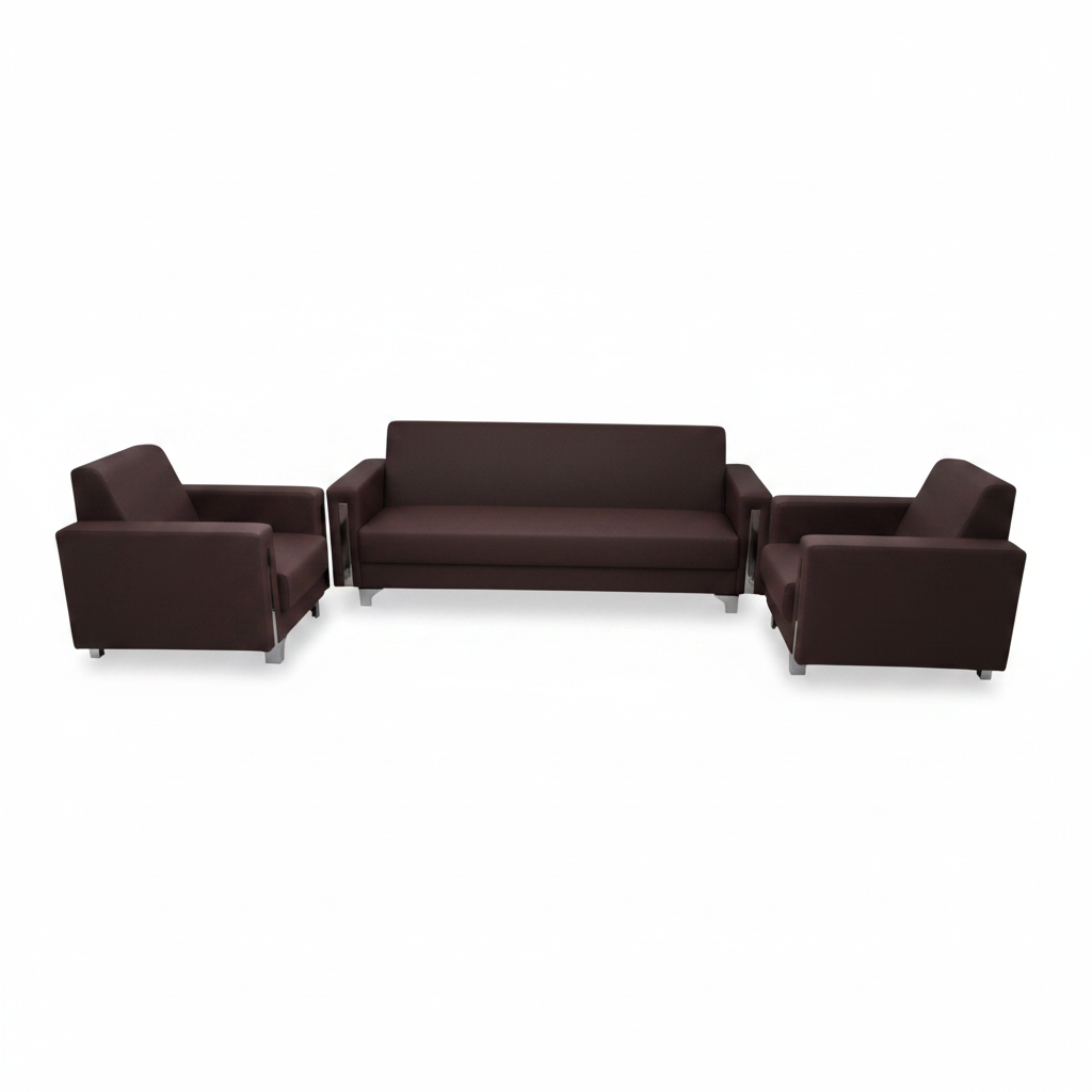 Kiwi 3-Seater Sofa Set Black PU Leather - Premium Living Room Furniture UAE Brown