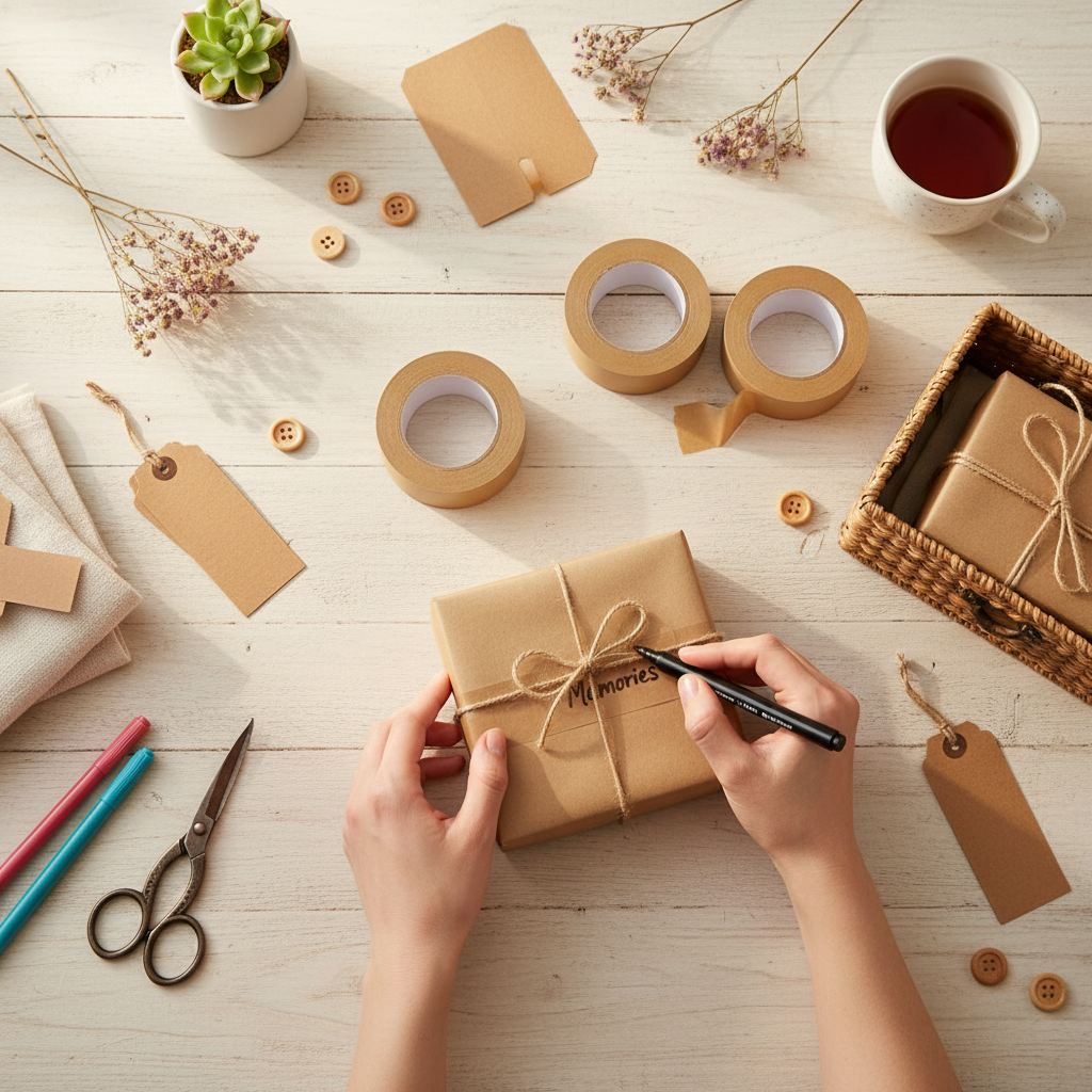 Kraft Paper Tape 20M Roll - Strong Packaging & Sealing Tape UAE | Brown Masking Tape