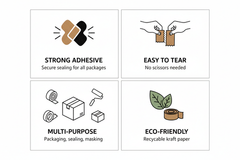 Kraft Paper Tape 20M Roll - Strong Packaging & Sealing Tape UAE | Brown Masking Tape