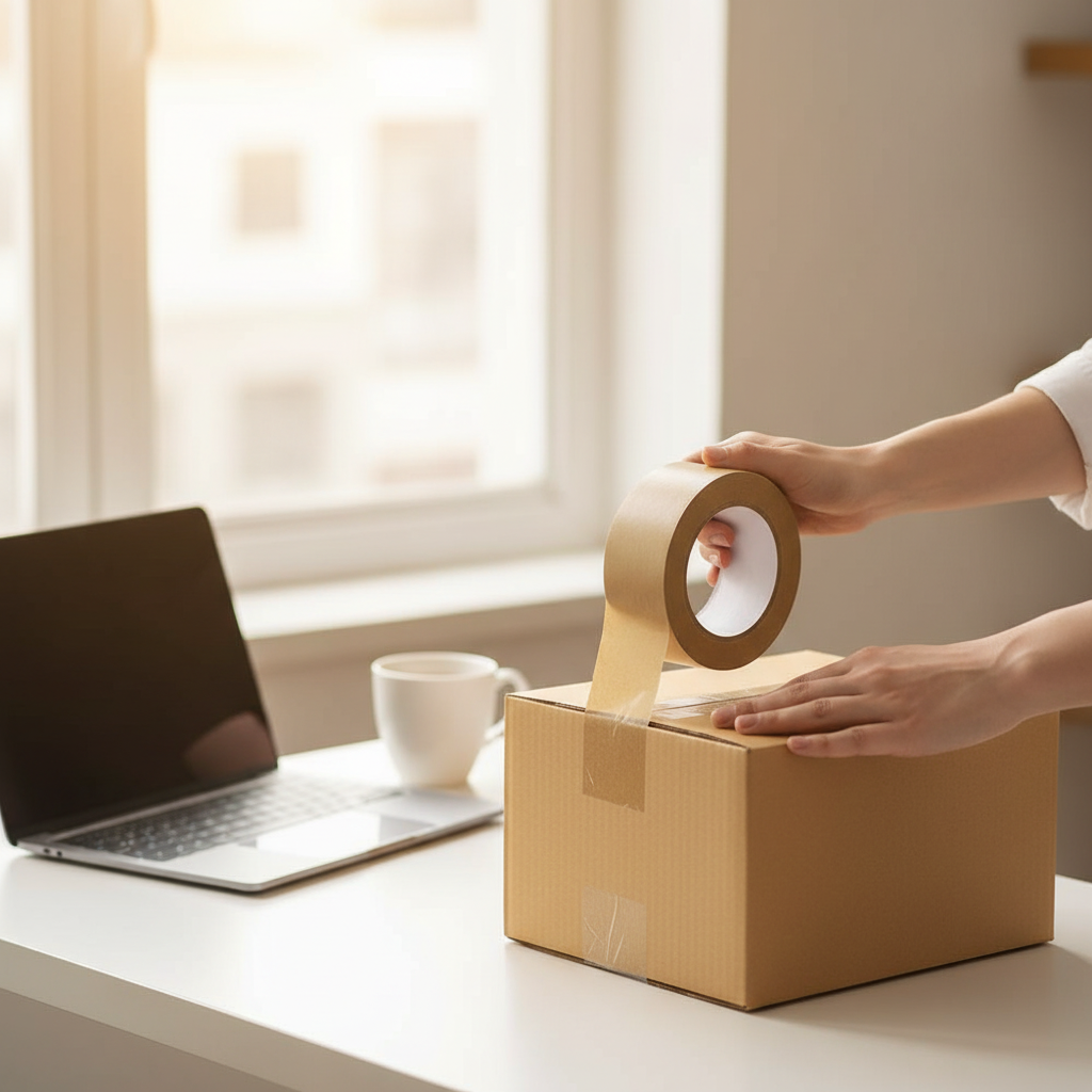 Kraft Paper Tape 20M Roll - Strong Packaging & Sealing Tape UAE | Brown Masking Tape