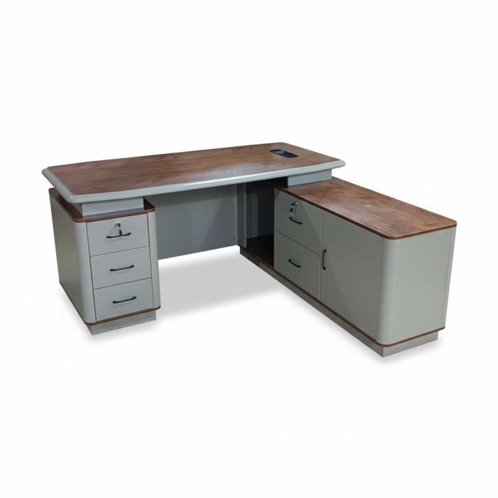 Golden Oak Grey Office Table IH 435 | Premium Office Desk UAE