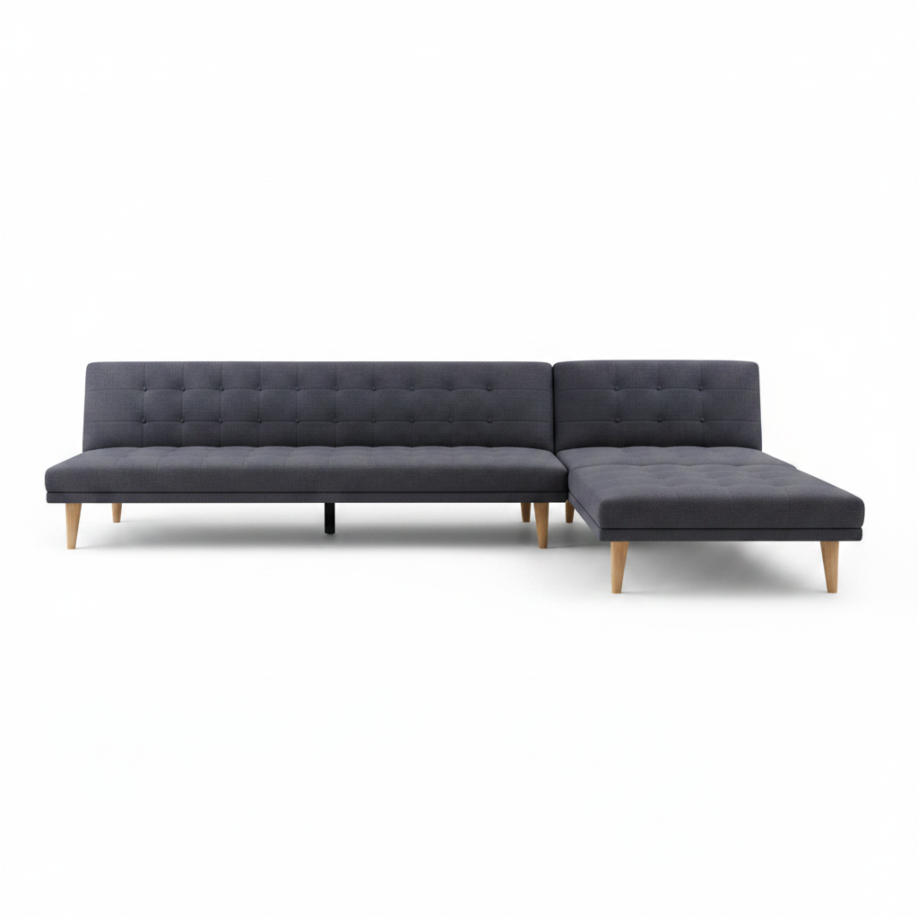 L-Shape Sofa Cum Bed Dark Grey – Sectional Sleeper Sofa | IH 2028 | INFINI HOMES UAE