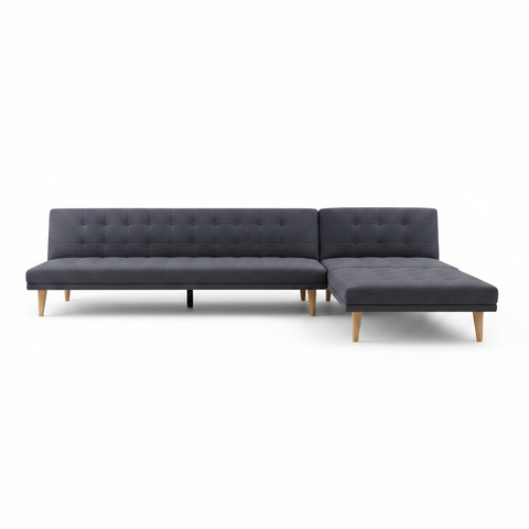 L-Shape Sofa Cum Bed Dark Grey – Sectional Sleeper Sofa | IH 2028 | INFINI HOMES UAE