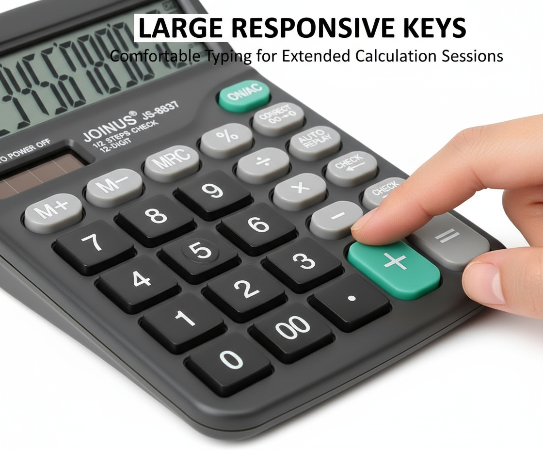 JOINUS 12-Digit Calculator JS-8837 | Dual Power Desktop Calculator for Office & School UAE