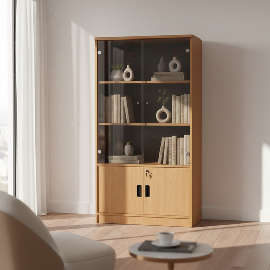 Book Cabinet with Wooden & Glass Doors | IH-BE841 | INFINI HOMES UAE