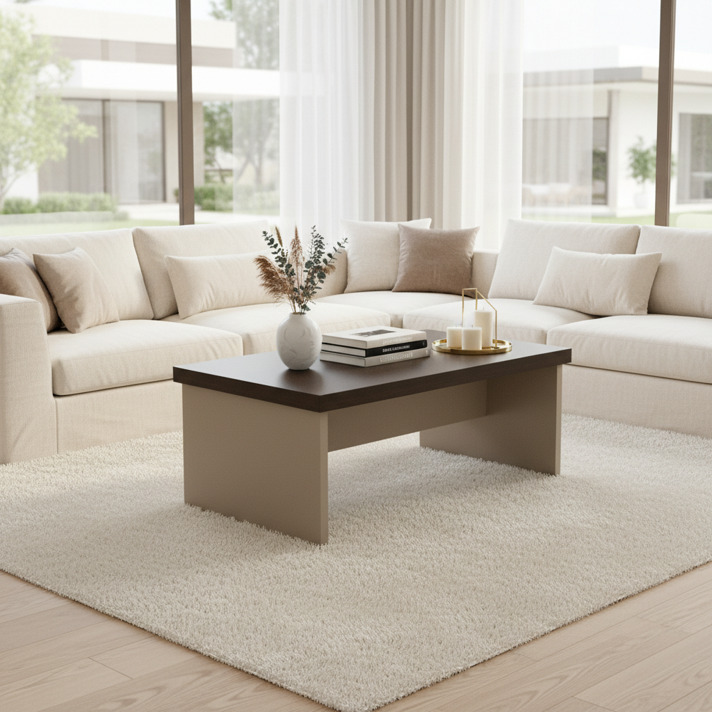 Center Table IH 1060 | Premium Coffee Table 100×60×45 cm – Coffee & Beige