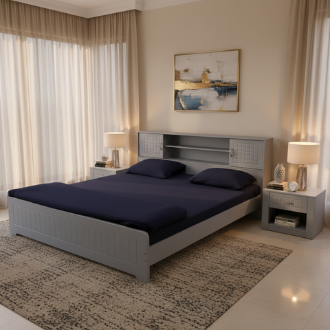 INFINI HOMES IH 706 Wooden Double Bed in UAE Master Bedroom – Delivered Across Dubai, Abu Dhabi & All Emirates