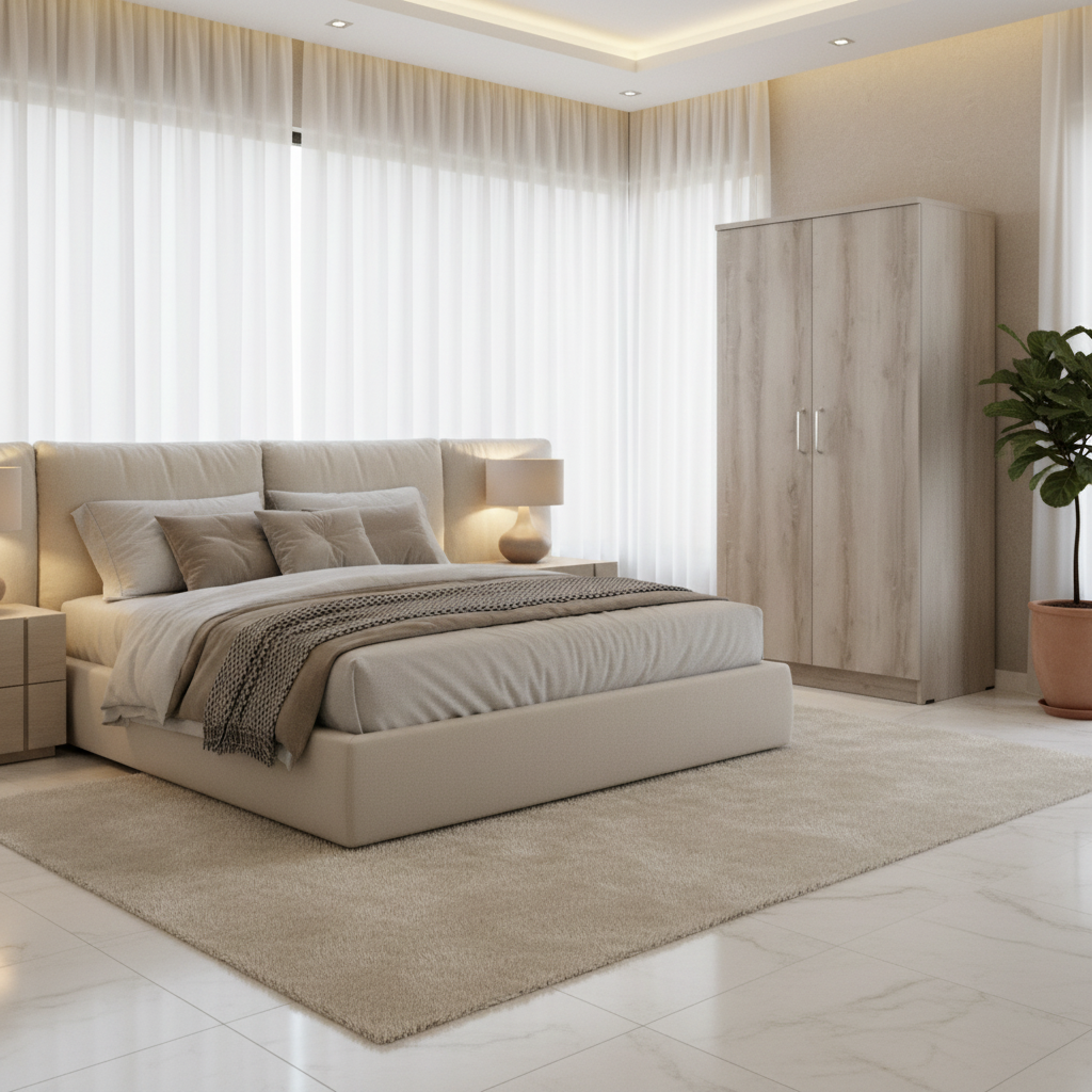 INFINI HOMES IH 922 Two Door Wardrobe in modern UAE bedroom interior – Bedroom Wardrobe Dubai Abu Dhabi